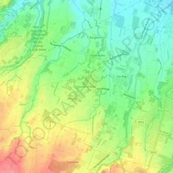 Mappa topografica Scuole Ghiarda, altitudine, rilievo