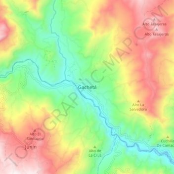 Mappa topografica Gachetá, altitudine, rilievo