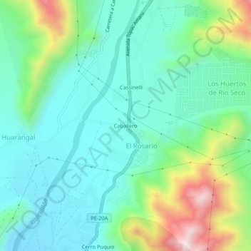 Mappa topografica Caballero, altitudine, rilievo