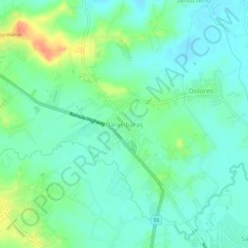 Mappa topografica Baras-baras, altitudine, rilievo