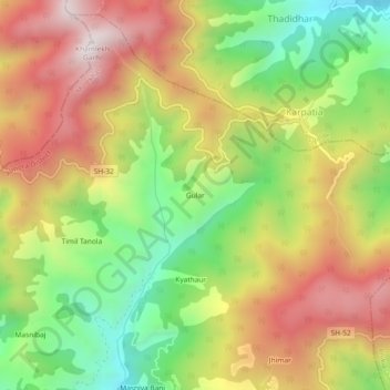 Mappa topografica Gular, altitudine, rilievo