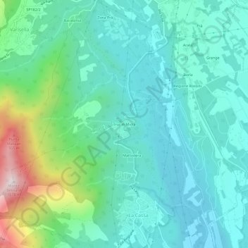 Mappa topografica Truc di Miola, altitudine, rilievo
