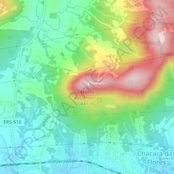 Mappa topografica Morro das Antenas, altitudine, rilievo