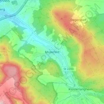 Mappa topografica Mistelfeld, altitudine, rilievo