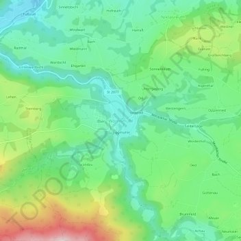 Mappa topografica Wörnsmühl, altitudine, rilievo