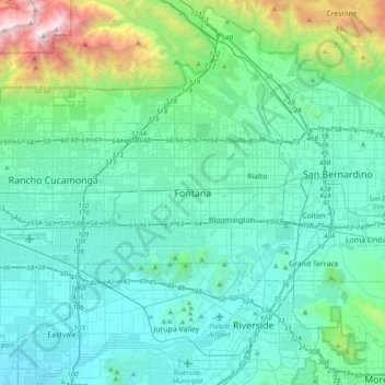 Mappa topografica Fontana, altitudine, rilievo