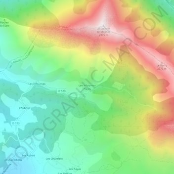 Mappa topografica Les Infournas Hauts, altitudine, rilievo