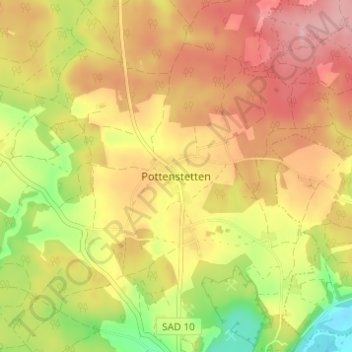Mappa topografica Pottenstetten, altitudine, rilievo