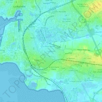 Mappa topografica La Desirée, altitudine, rilievo