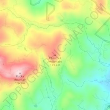 Mappa topografica Chestnut Mountain, altitudine, rilievo