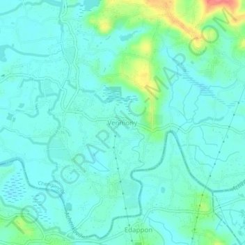Mappa topografica Venmony, altitudine, rilievo