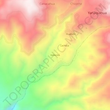 Mappa topografica Vallecito, altitudine, rilievo