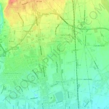 Mappa topografica Cavalicco, altitudine, rilievo