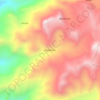 Mappa topografica Ayamachay, altitudine, rilievo