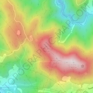 Mappa topografica Meaka, altitudine, rilievo