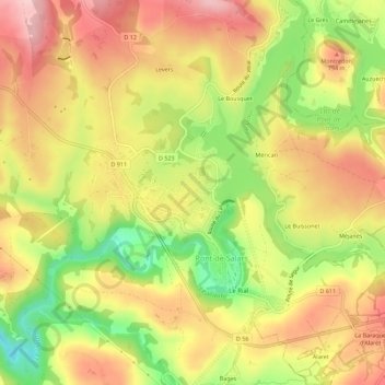 Mappa topografica Lo Desert, altitudine, rilievo