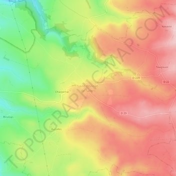 Mappa topografica Saint-Bonnet-de-Salers, altitudine, rilievo
