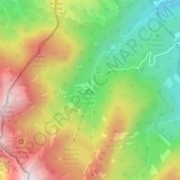 Mappa topografica Lagdei, altitudine, rilievo