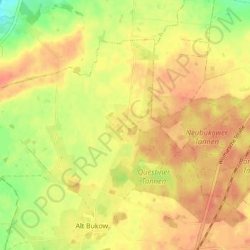 Mappa topografica Questin, altitudine, rilievo