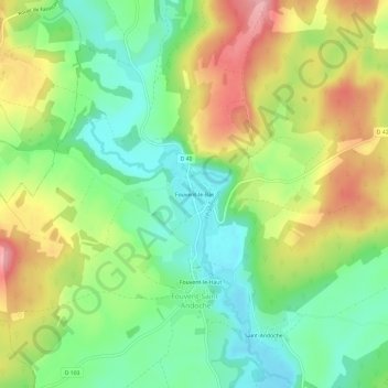Mappa topografica Fouvent-le-Bas, altitudine, rilievo