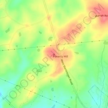 Mappa topografica Poverty Hill, altitudine, rilievo