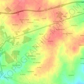 Mappa topografica Fra, altitudine, rilievo