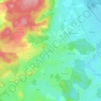 Mappa topografica Arnach, altitudine, rilievo