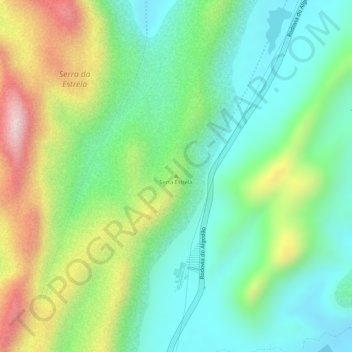 Mappa topografica Serra Estrela, altitudine, rilievo