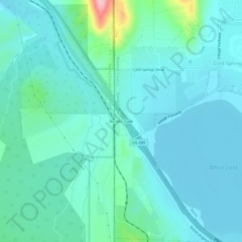 Mappa topografica Border Town, altitudine, rilievo