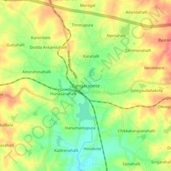 Mappa topografica Bangarapete, altitudine, rilievo