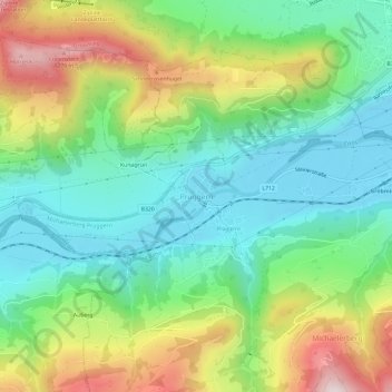 Mappa topografica Pruggern, altitudine, rilievo