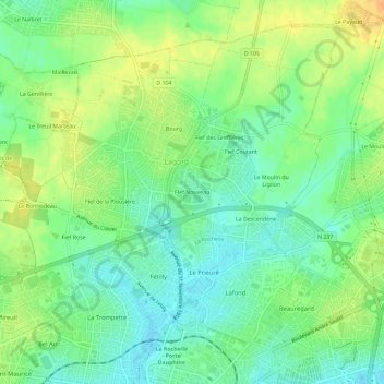 Mappa topografica Fief Nouveau, altitudine, rilievo