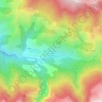 Mappa topografica Sainte-Engrâce, altitudine, rilievo