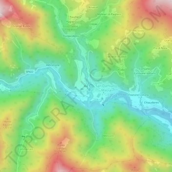 Mappa topografica Rio, altitudine, rilievo