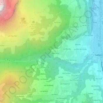 Mappa topografica Phitherne, altitudine, rilievo