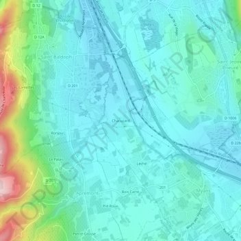 Mappa topografica Chacuzard, altitudine, rilievo