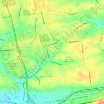 Mappa topografica Twin Lakes Park, altitudine, rilievo