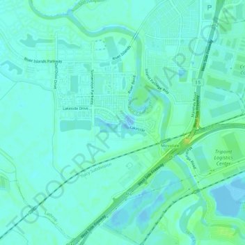 Mappa topografica River Islands, altitudine, rilievo