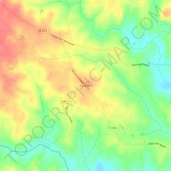 Mappa topografica Flint Hill, altitudine, rilievo