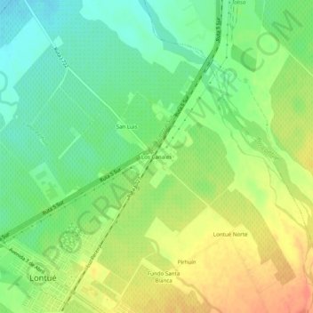Mappa topografica Los Canales, altitudine, rilievo