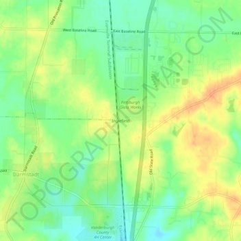 Mappa topografica Inglefield, altitudine, rilievo