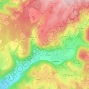 Mappa topografica Les Roches, altitudine, rilievo