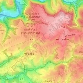 Mappa topografica Krähwinkel, altitudine, rilievo
