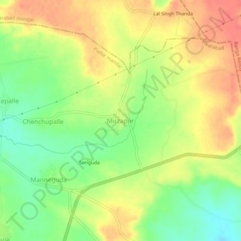 Mappa topografica Mirzapur, altitudine, rilievo