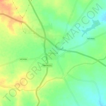 Mappa topografica Velapur, altitudine, rilievo