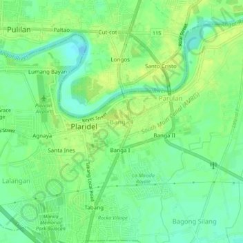 Mappa topografica Banga Ⅰ, altitudine, rilievo