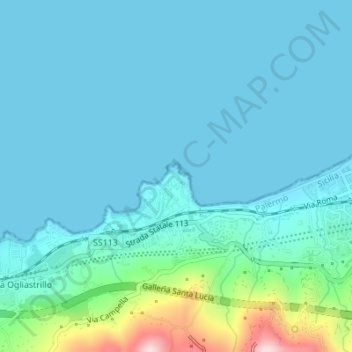 Mappa topografica Santa Lucia, altitudine, rilievo