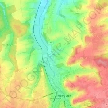 Mappa topografica Goppertshofen, altitudine, rilievo