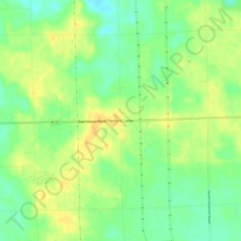 Mappa topografica Thetford Center, altitudine, rilievo