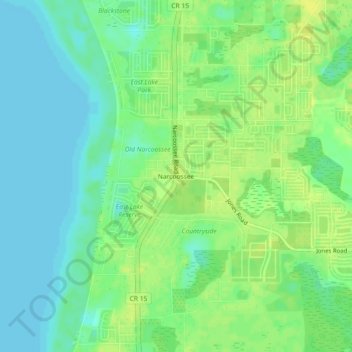 Mappa topografica Narcoossee, altitudine, rilievo